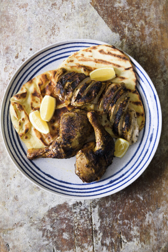 For barbecue season and July 4, grill a whole spiced chicken without